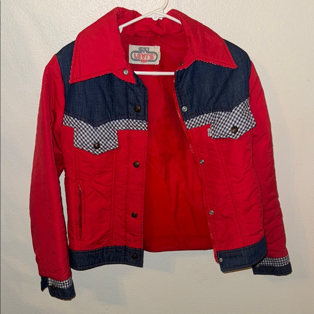 Levi's Color-Block Red and Blue Jean Jacket